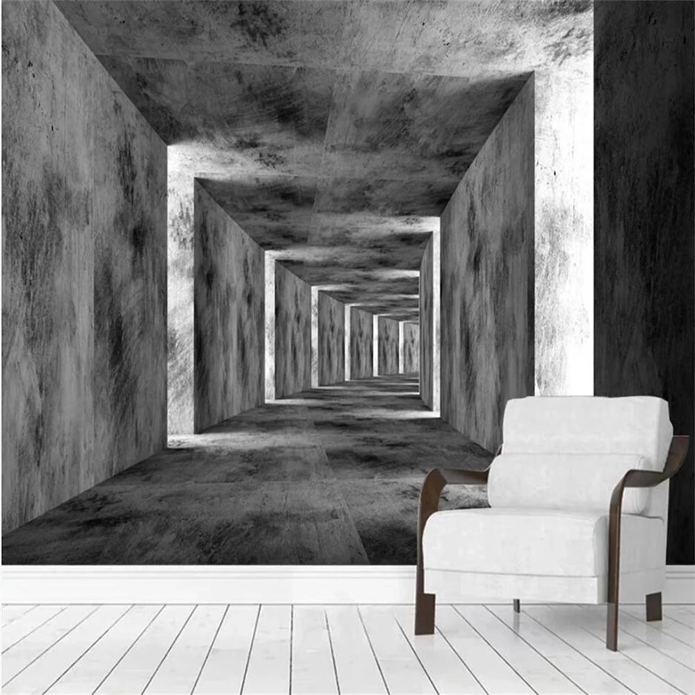 Carta da parati moderna 3D Spazio Oscuro Murale Corridoio Soggiorno Sfondo Interno Carta da parati Carte da parati Decorazione Casa