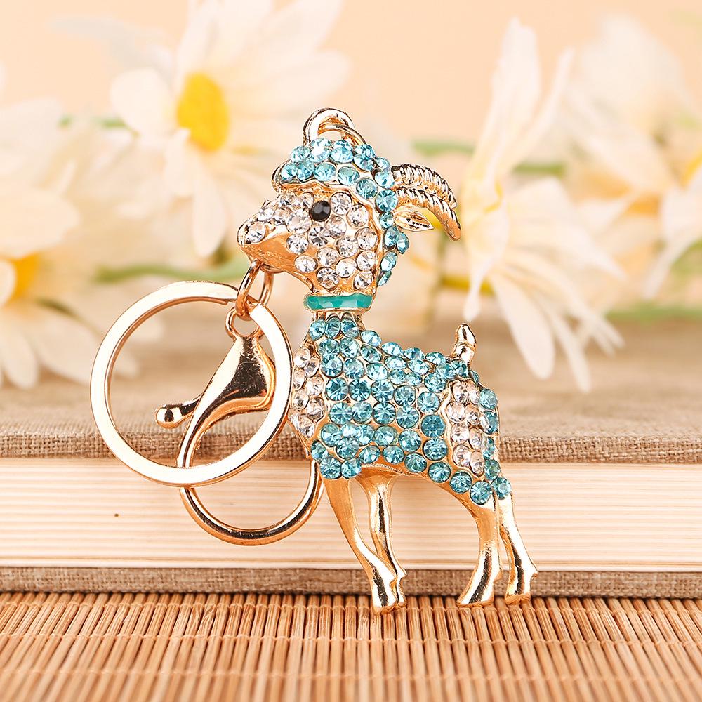 Zodiac Widder Strassstein Schlüsselanhänger: Niedlicher Ziegen Schlüsselanhänger Taschenanhänger & Zwölf Tierkreiszeichen Anhänger