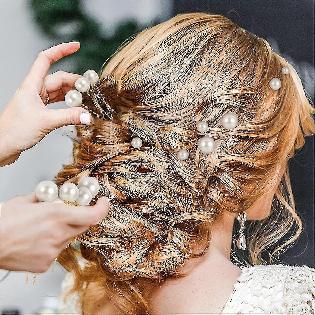 20pcs Wedding Pearl Hair Pins Bridal Rhinestone Pearl Hair Clips Hair Accessories U Shaped Bobby Pin Hair Barrette