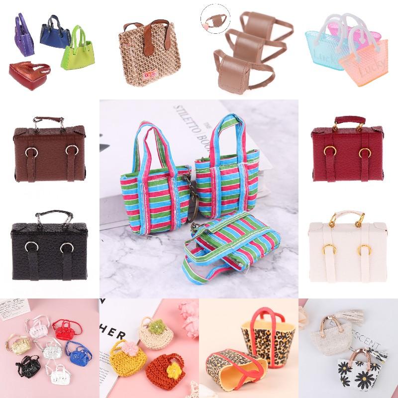 Durable Fashion 1/6 1/12 Dollhouse Miniature Leather Suitcase Mini Bag Backpack Doll Luggage Box Handbag Shoulder Bag Leather Bag Purses