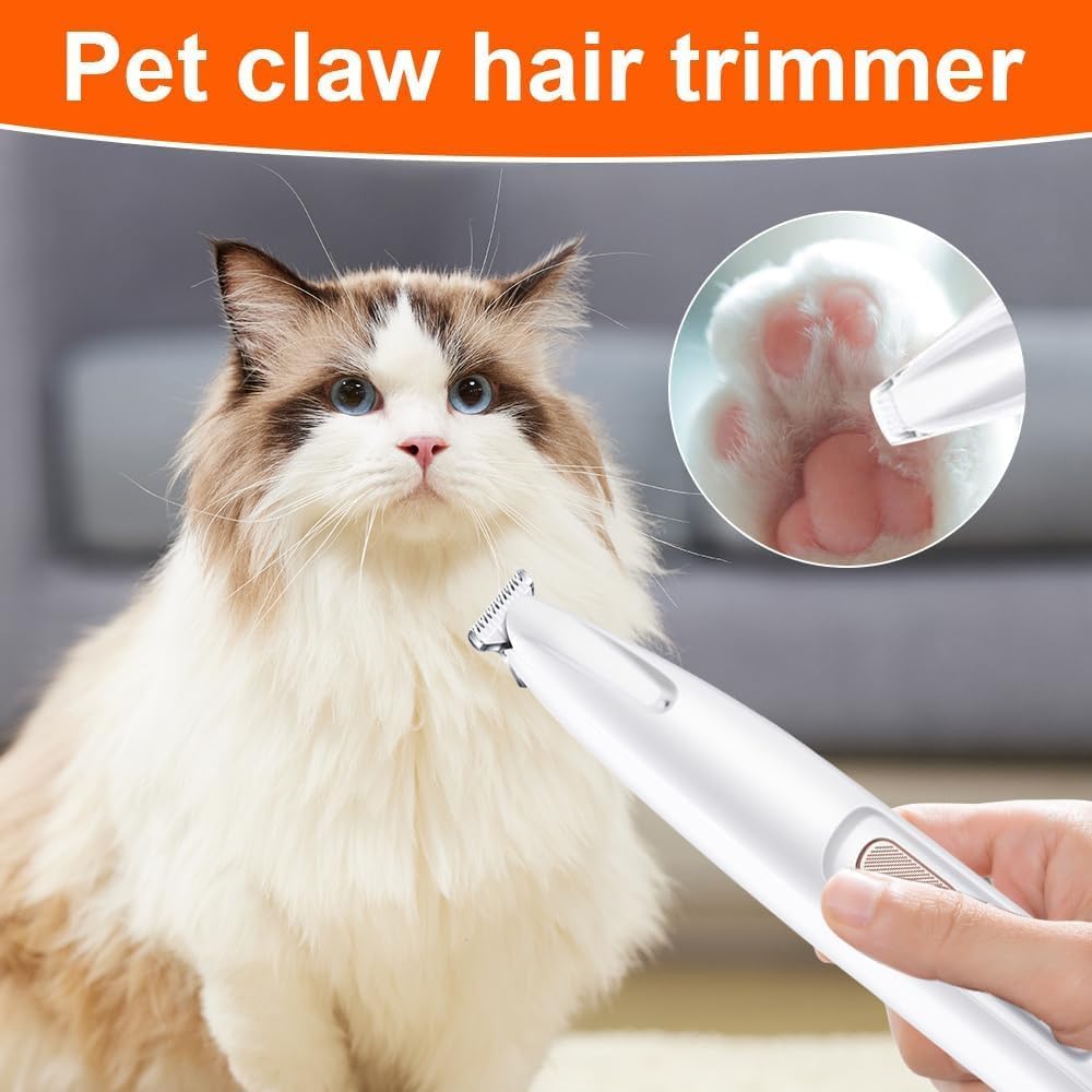 Dog Paw Trimmer with LED Light and Display, 2 Speed 35dB Low Noise Pet Hair Clipper, USB Rechargeable Waterproof Shaver for Dogs Cats