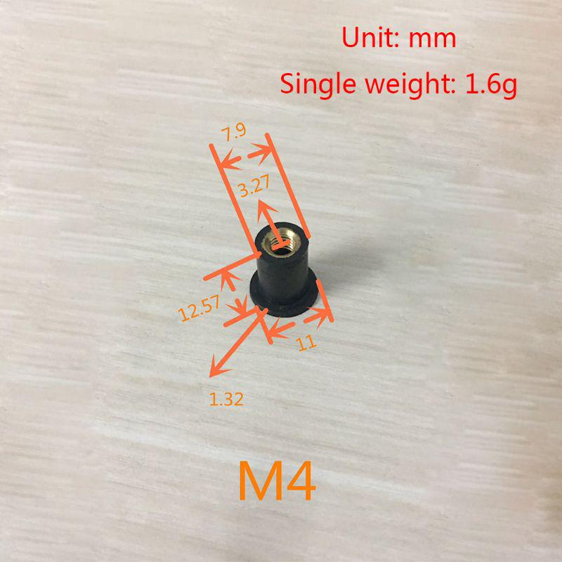 10Pcs Einfache Installation M4/M5/M6 Metric Gummi Gut Mutter Verschluss Motorrad Windschutzscheibe Verkleidung Gugel