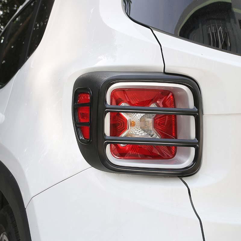 Car Metal Rear Tail Lights Taillights Decoration Cover Trim Tail Lamps Guard Cover for Jeep Renegade 2016 Up,  Black