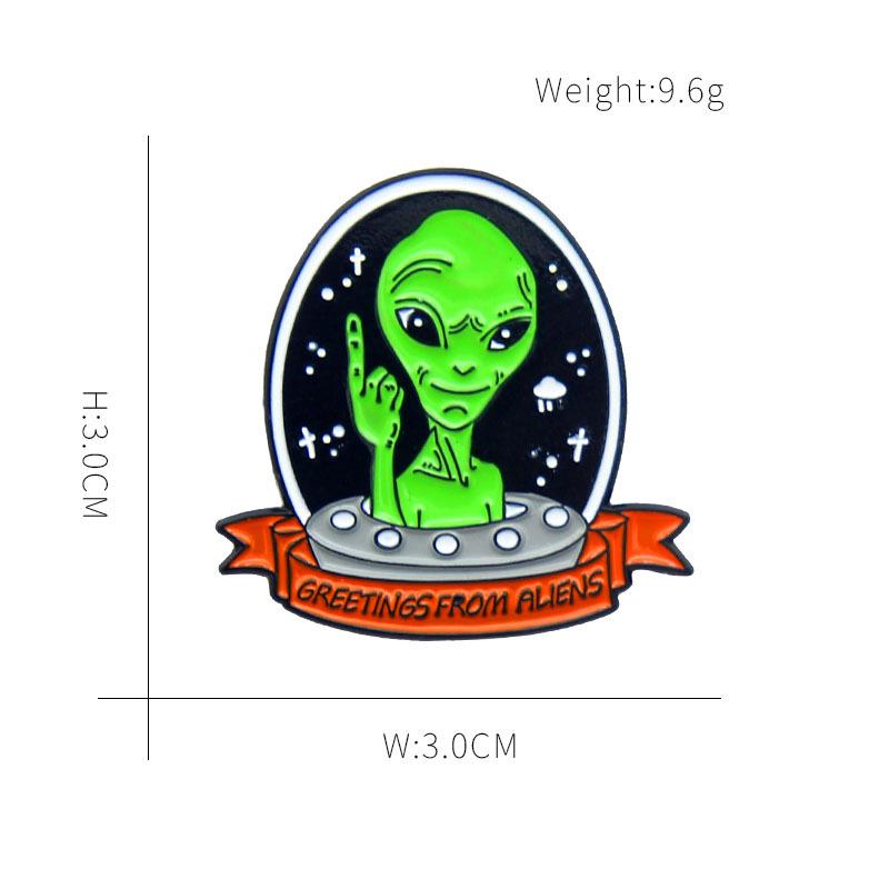 Creative Alien Skull Brooch Collection: Trendy Spaceship Badge