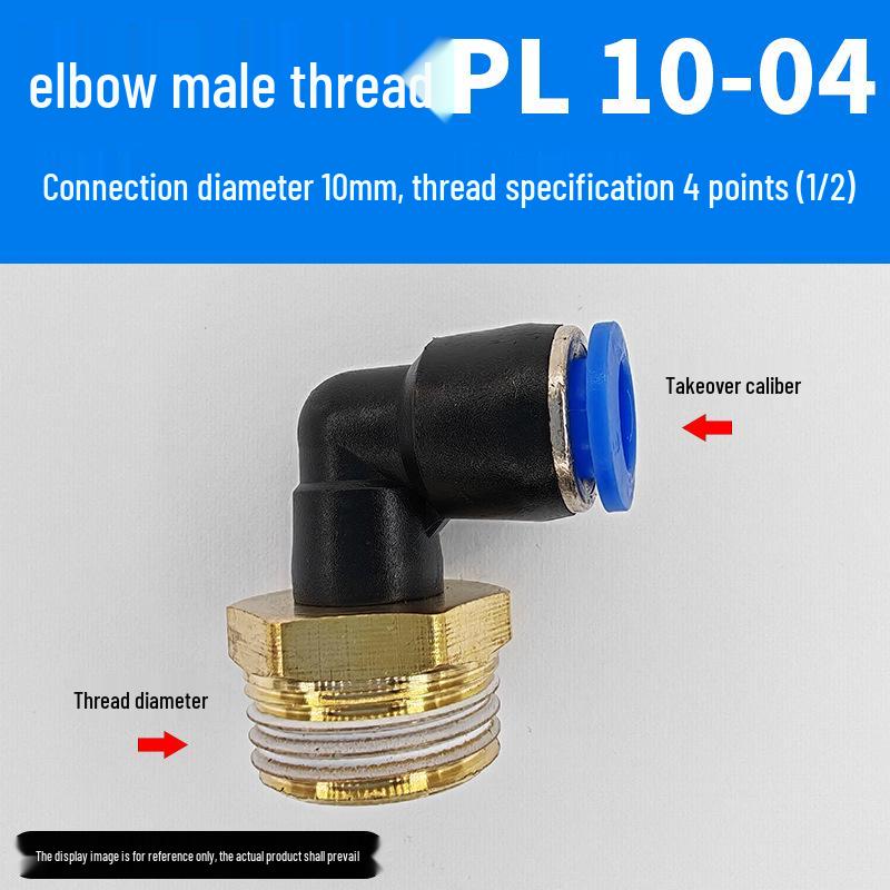 Trachea Connector PC8-02 Male Thread Quick Elbow Insert Pneumatic Throttle Valve