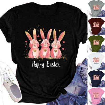 Γυναικείο Μπλούζα με Στρογγυλή Λαιμόκοψη και Στάμπα, Κοντομάνικο Μπλούζα