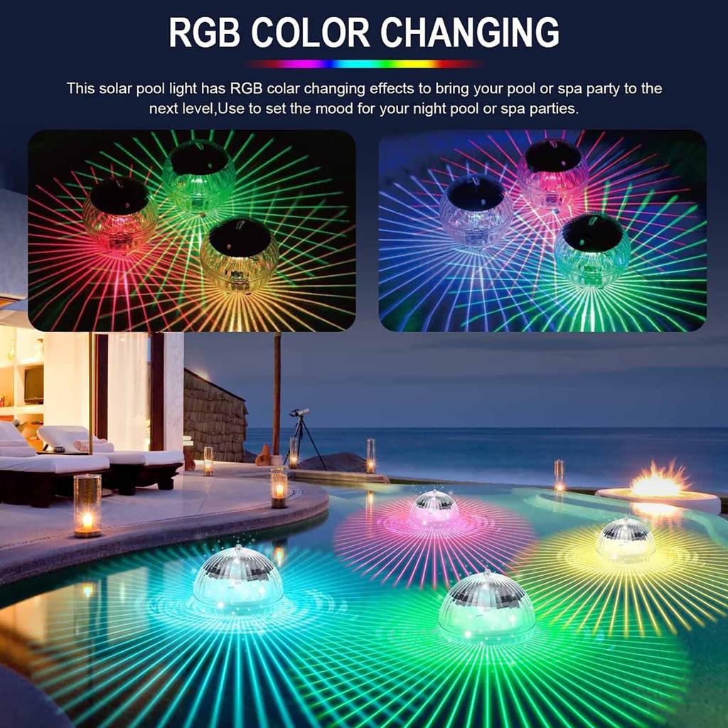 4 Zoll solarbetriebene schwimmende Kugel-Teichleuchte, Outdoor-Pool-Kugellampe, 7 Farbwechsel-LED-Nachtlicht, Wasserdrift-Lampe, schwimmendes Licht