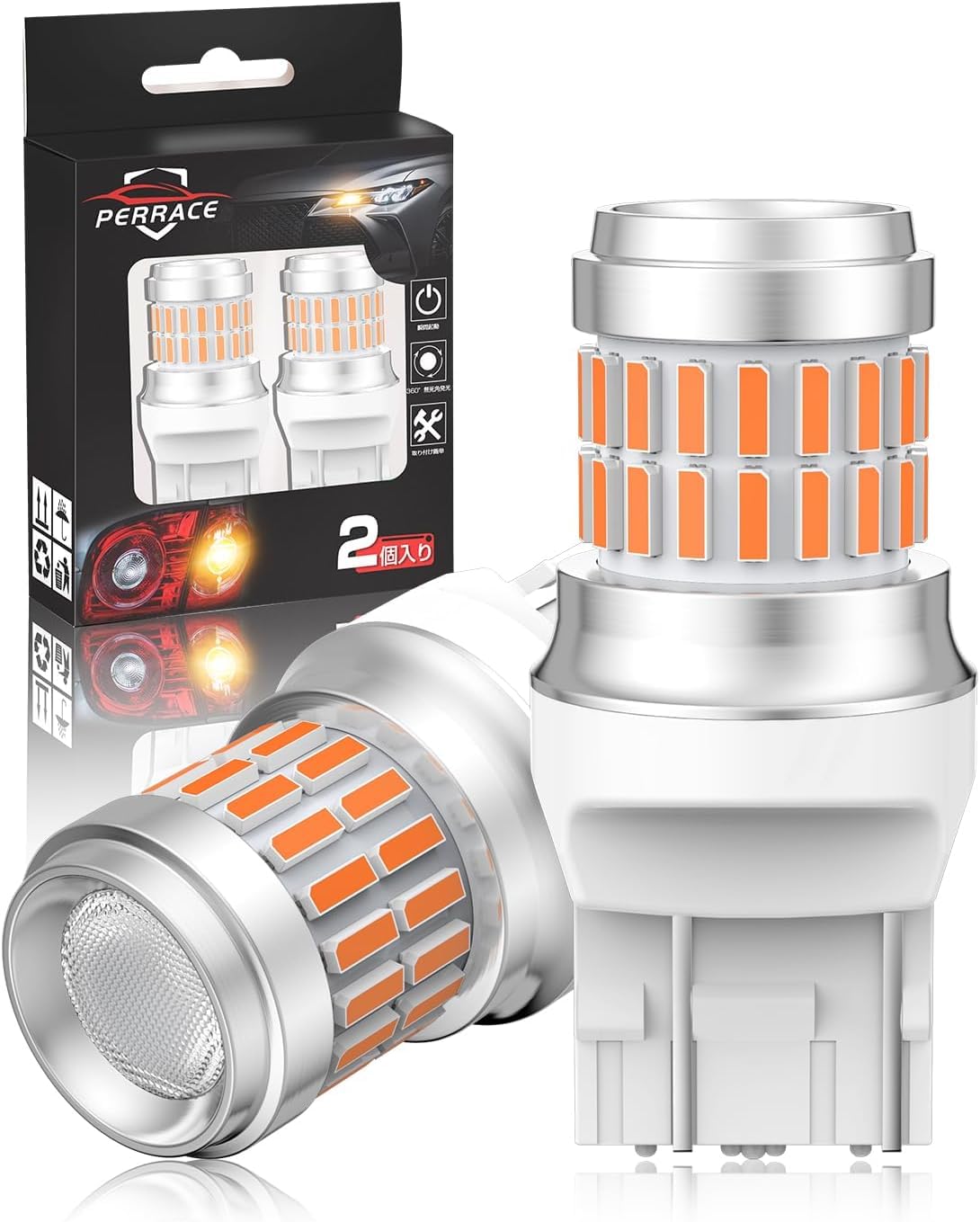 

Perrace T20 LED Double Red Brake Lights, Tail Lamp, T20, Double Bulb, Red, W21/5W,