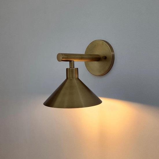 Handcrafted Cone‑Shade Brass Wall Sconce – Modern Minimal Light