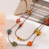 Fargerikt keramisk halskjede Boho-stil Håndlaget justerbart halskjede Enkelt vevd tau Keramisk halskjede Smykketilbehør Gaver