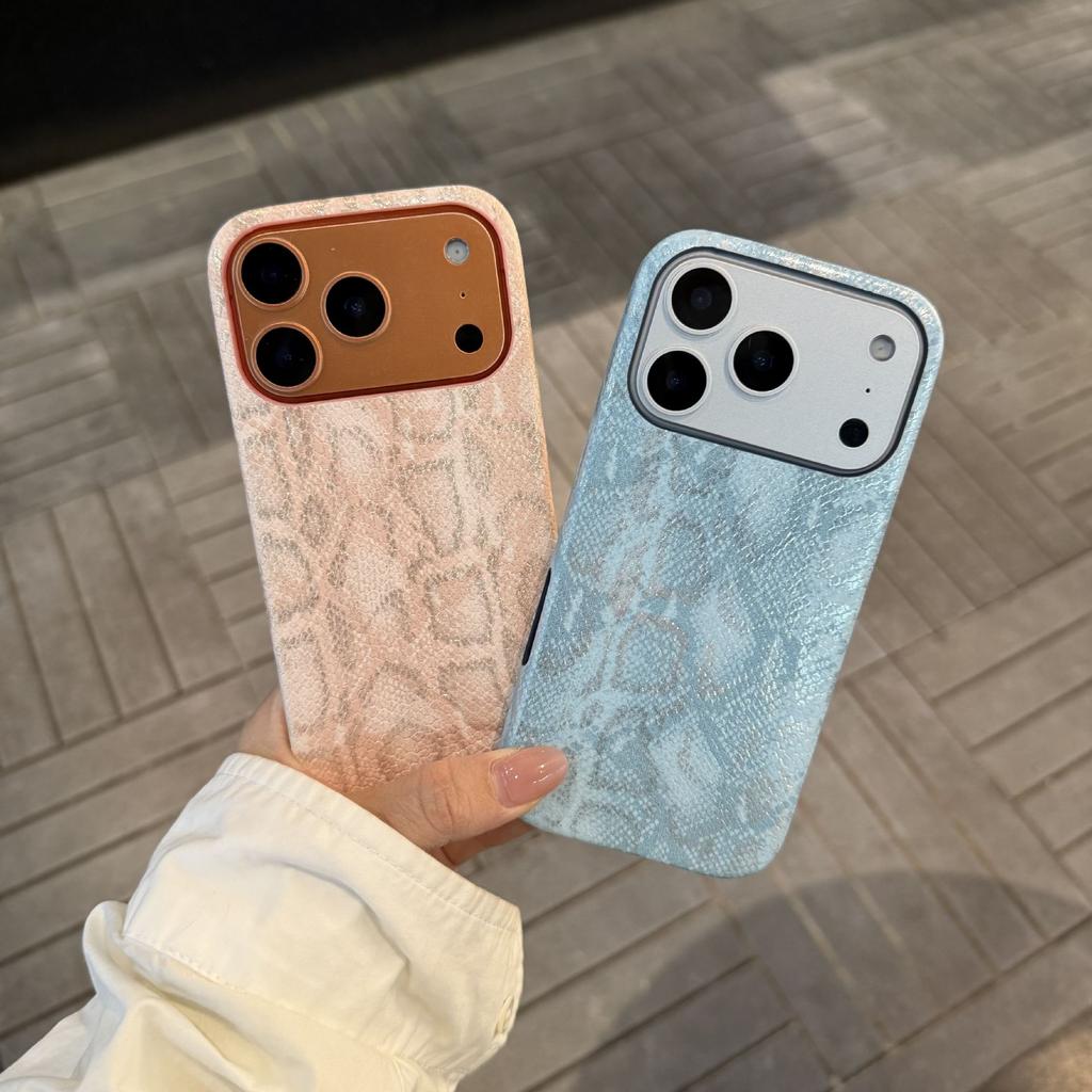 Python Leather Pattern Is Suitable for iPhone17Promax Mobile Phone Case Apple 16 Three Packs 15 Ultra-thin 14/13 Retro Pu.