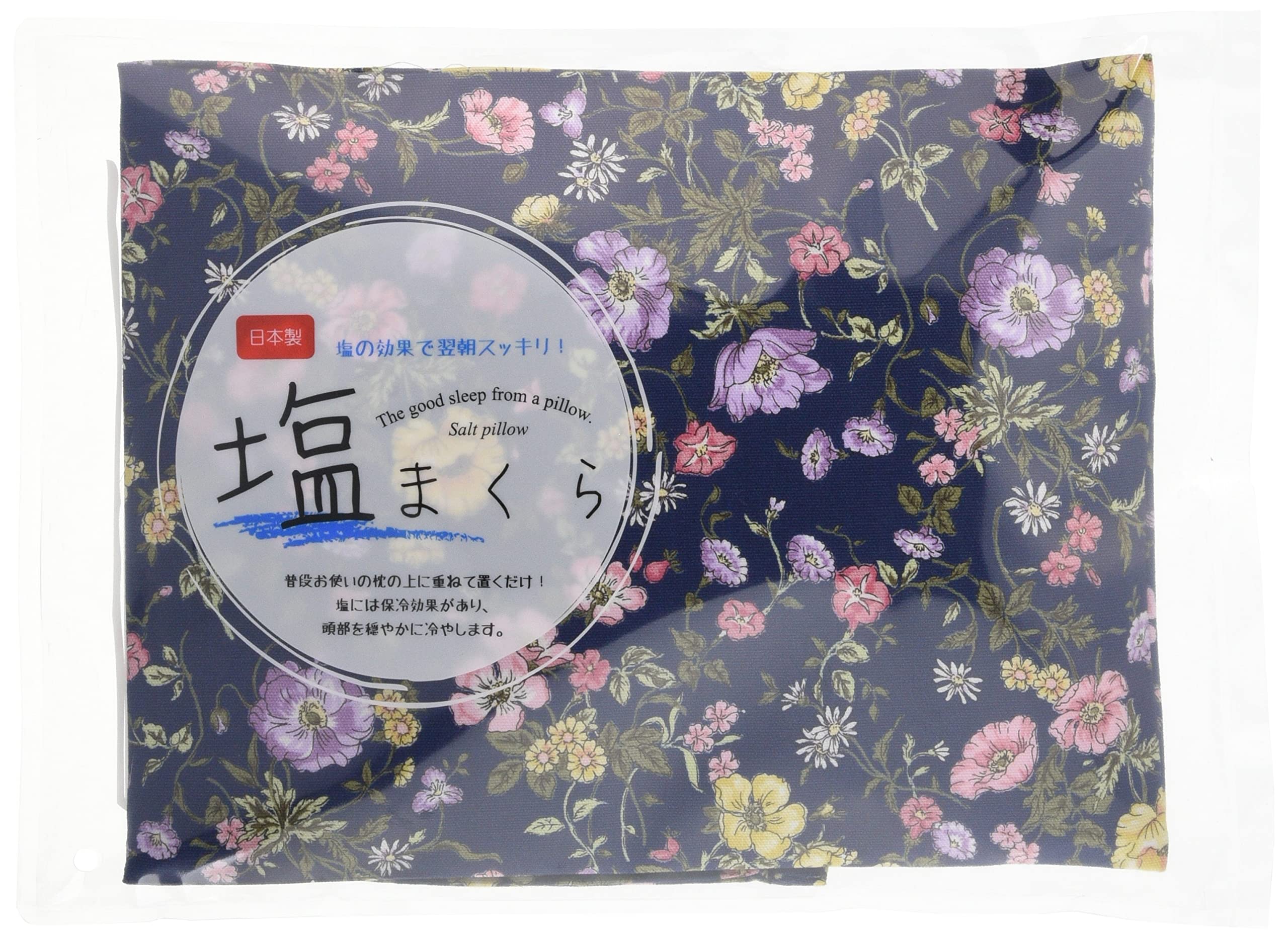 

Koji Company Salt Pillow, Fiolfata, 30cm x 20cm, Made in Japan, Floral Pattern, Navy, 140141