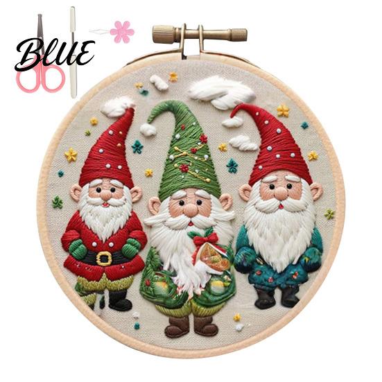 Handmade Christmas Embroidery Set with Santa Claus Landscape Starter Kit Winter Adult Craft Pattern Threads