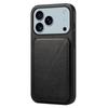 For iPhone 17 Pro Max Case Card Holder Kickstand Calf Textured Leather+PC+TPU Phone Cover