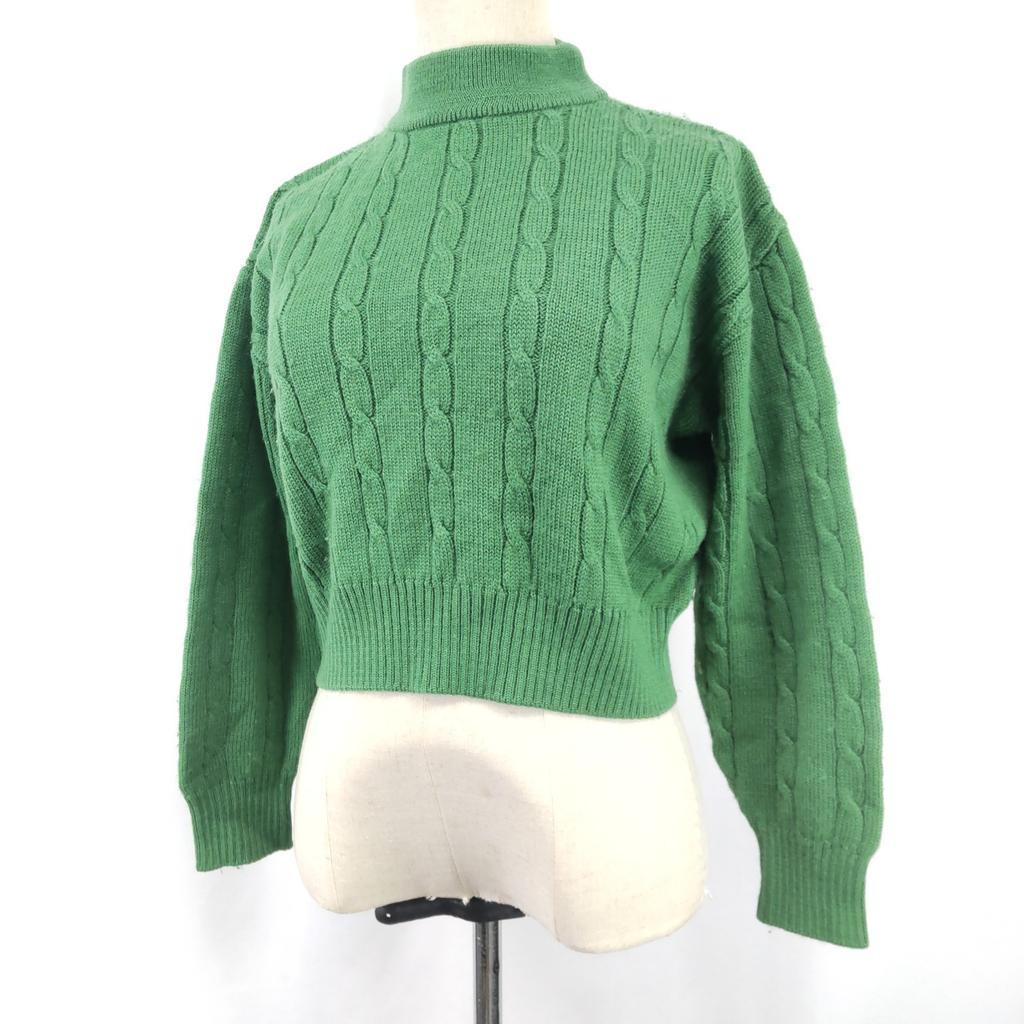USED/80s-90s Vintage Fiorucci long sleeve wool sweater women M green cable knit
