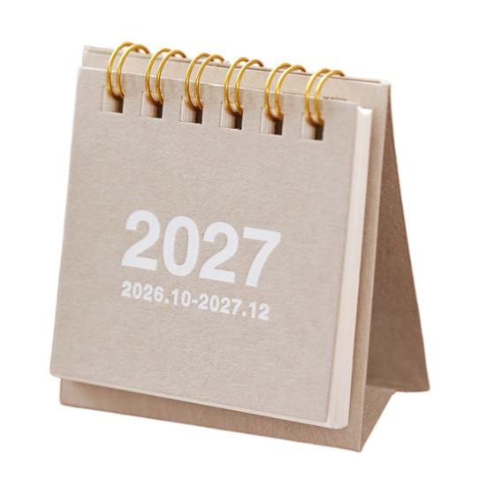 Tragbarer Schreibtischkalender für das Büro, Mini-Schreibtisch 2026-2027, Okt. 2026 bis Dez. 2027, Aufstellbarer Klappkalender, Kleiner funktionaler Planungskalender, 14