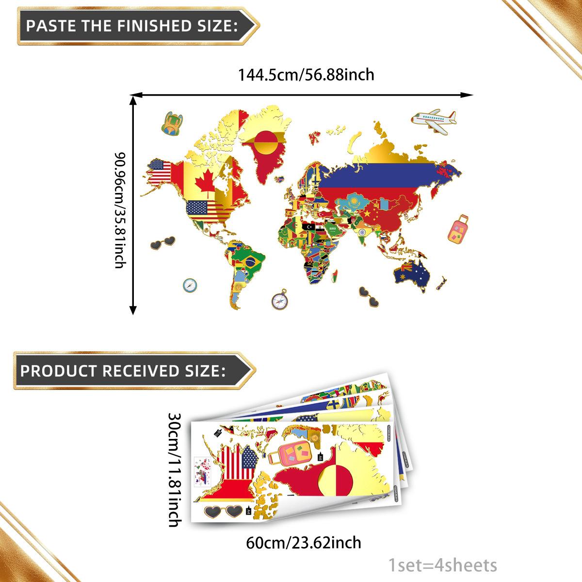 

Tj7545 Hand-Drawn Map Airplane Luggage Bronzing Wall Sticker Decoration Children S Room Bedroom Background Self-Adhesive Wall Sticker