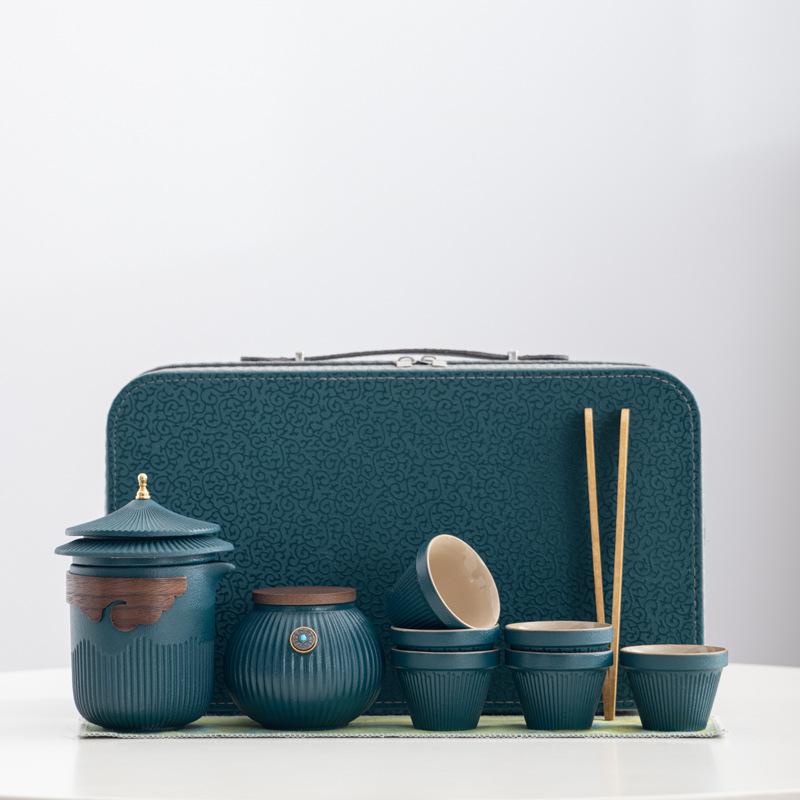 Merchandise Palace Style Forbidden City Ceramic Portable Travel Tea Set Dry Tea Tray Business Mid-Autumn Festival Gifts