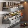 Gunmetal Grey No-Drill Wall-Mounted Kitchen Shelf & Spice Rack