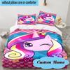 Custom Name 3PCS Unicorn Fantasy World Bedding Set, Including 1pc Duvet Cover And 2pcs Pillowcases, Suitable for Dorms and Bedrooms Gift