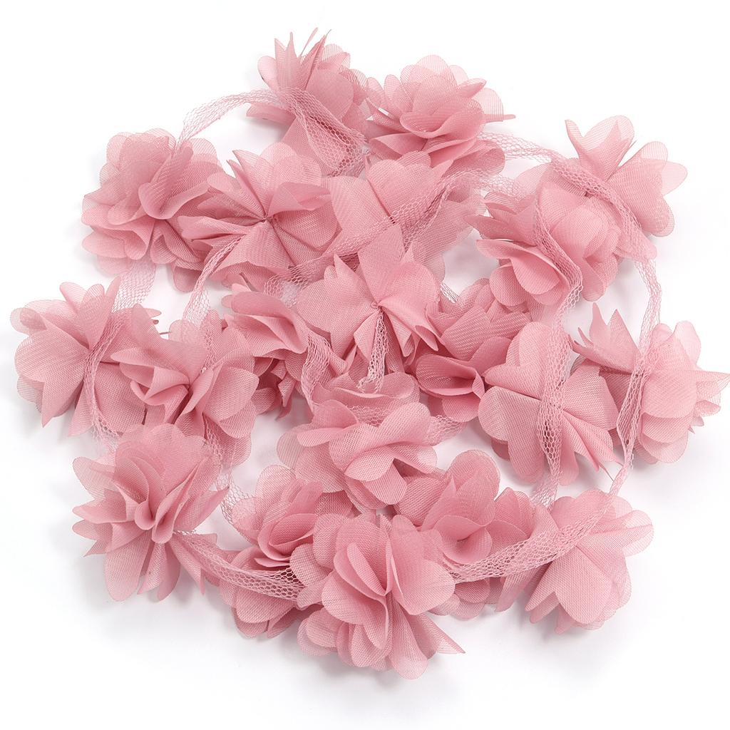 20pcs 5.5cm Chiffon Cluster Flowers Colorful Artificial Flowers For DIY Wedding Party Lace Trim Clothing Gifts Decor Accessories