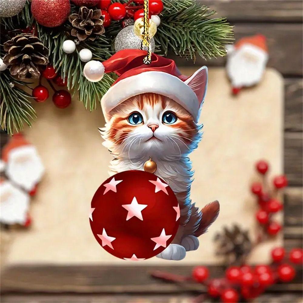 Acrylic Cat Advent Calendar with 24 Cat Pendants 24 Days Christmas Countdown Calendar