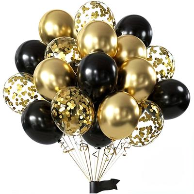 15/25/35pcs Black and Gold Glitter Balloons Decoration Balloon Set Suitable for Party, Birthday, Wedding Decoration