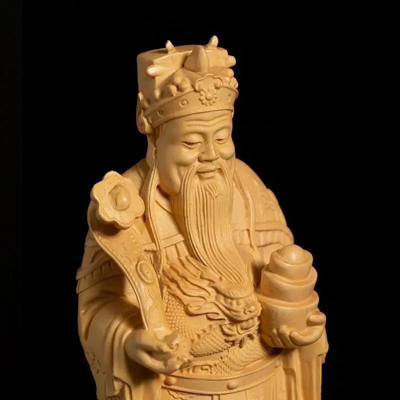 Arborvitae God of Wealth Ornament Wooden Handicrafts Creative Home Desktop Decoration Solid Wood Carving Holiday Gifts
