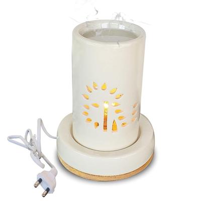 Keramischer Elektrischer Aromaöl-Diffusor, Handgefertigter 8,5 Zoll Elektrischer Duftdiffusor, Ätherische Öle für Diffusor Luftbefeuchter für Zuhause (Weiß)