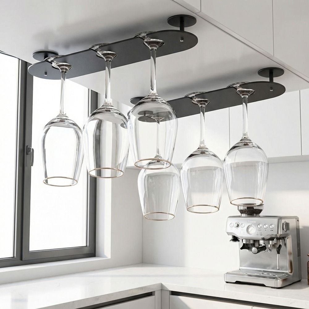 2/3/4 Slots Upside Down Shelf Punch-free Goblet Storage Rack Practical Wine Glass Rack Kitchen