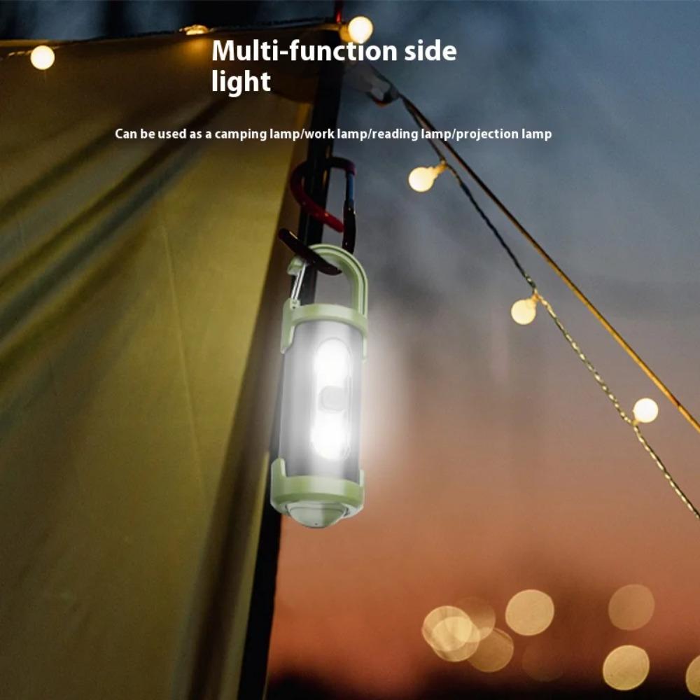 Mini Keychain Flashlight Rechargeable Red/Blue Warning Light Waterproof Outdoor Portable Backpack Emergency Lamp With Hook