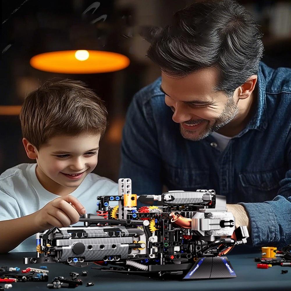 Boys' Building Block Toy Car Set Mechanical Racing Car Mechanical Motorcycle Model Assembly Car Model Assembly Toys