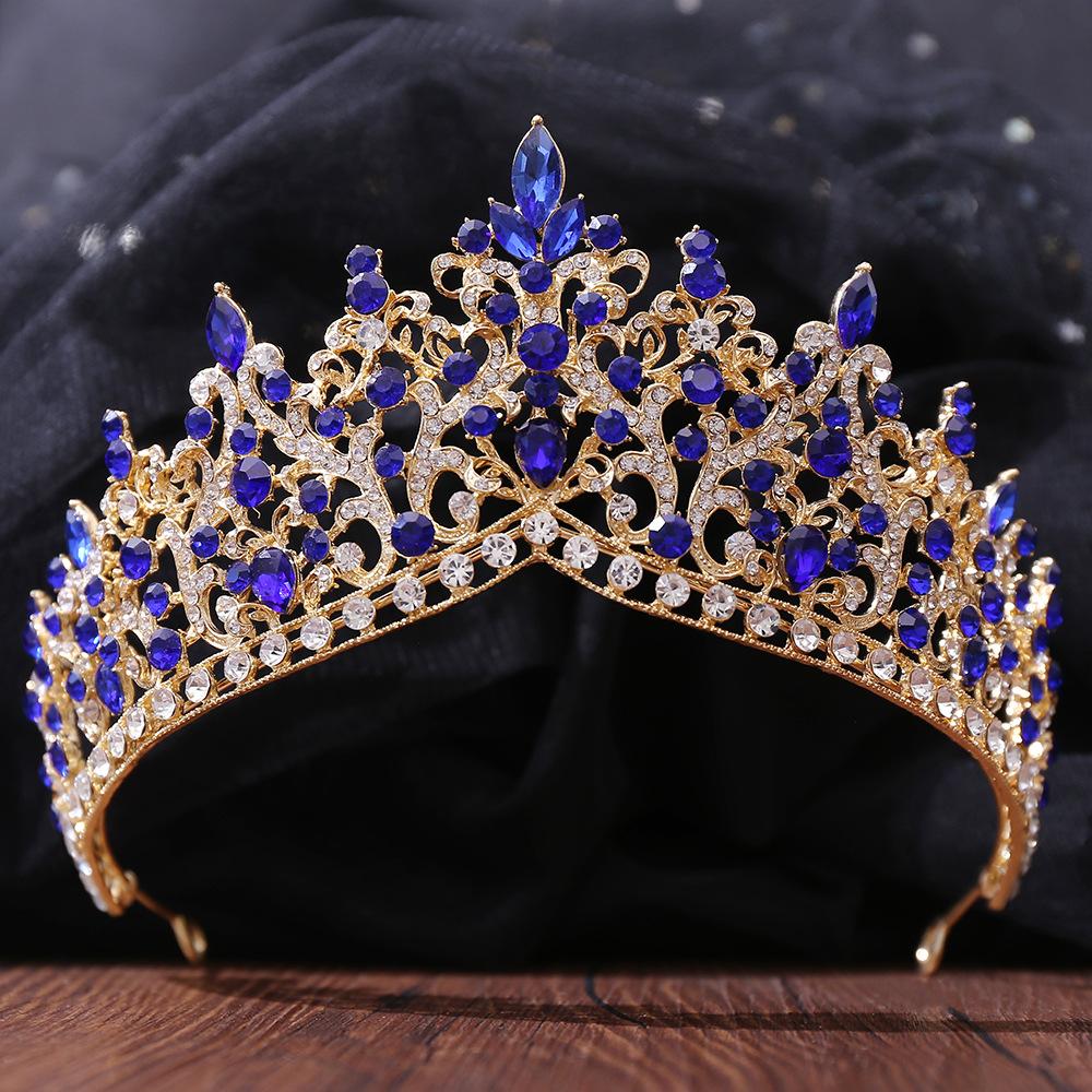 DIEZI Baroque Elegant 11 Colors Water Drop Crystal Tiara Crown Women Wedding Party Bridal Bride Flower Crown Hair Accessories