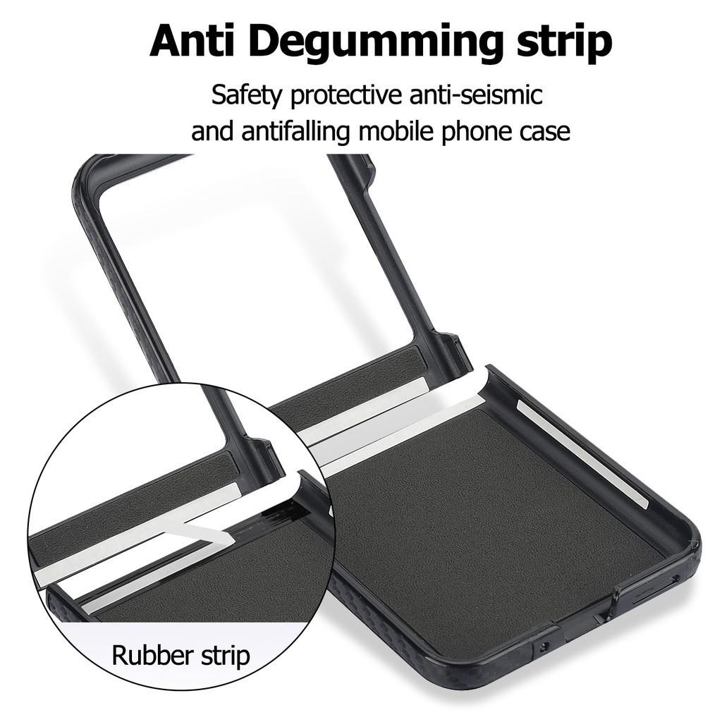 Luxury Carbon Fiber Texture Leather Phone Case for Motorola Moto Razr 40 Ultra Razr40 Built-in Stand Slim Protective Hard Cover
