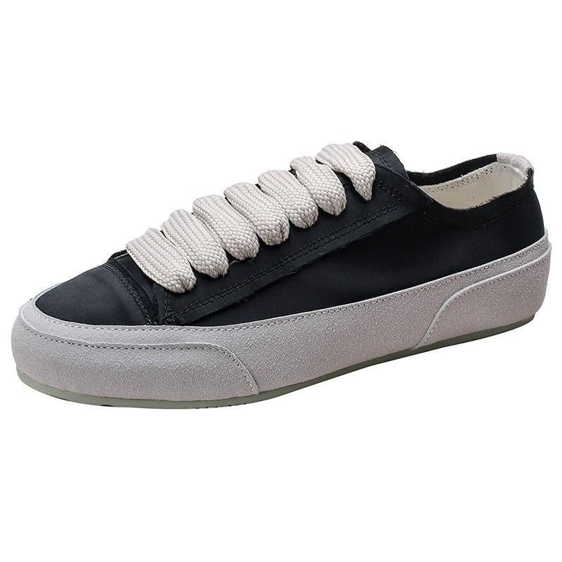 2025 Seide Spanische Nische Damen Flache Weiße Canvas-Schuhe für Frühling/Herbst - Lässiger, Sportlicher Stil