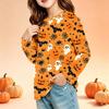 Kids Halloween Print Long Sleeve Neck T-Shirt with Pockets