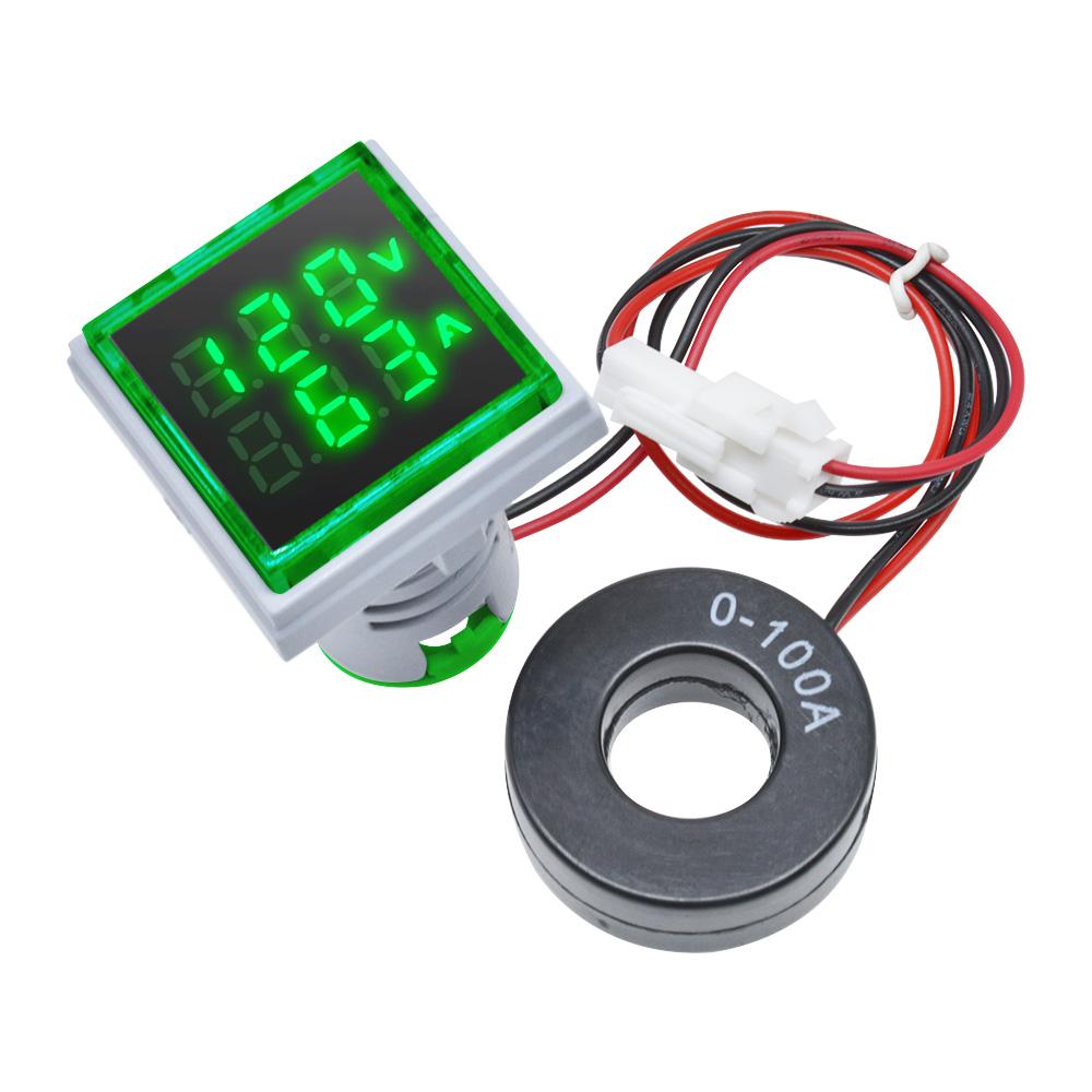 Mini Dual Display Voltmeter & Ammeter LED Digital Voltage Gauge AC 50-380V 0-100A Current Meter Durable Voltage Panel Tester