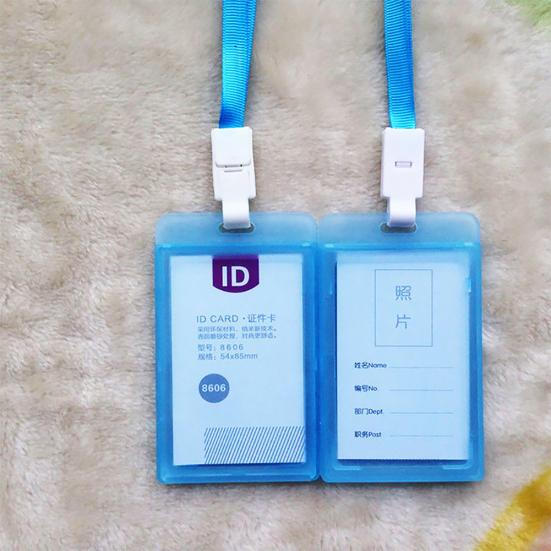 Portacarte d'identità da tasca in plastica rigida Porta badge Porta nome Laccetto da collo