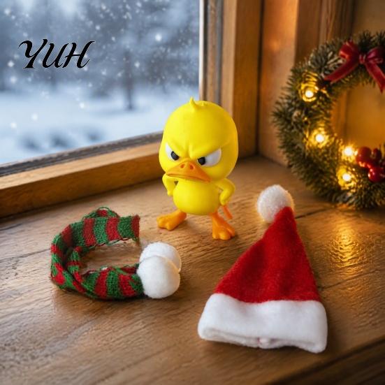 Cute Animal Ornaments for Christmas Little Duck Ornament, 3D Printed Figurine, Detachable Hat Unique Holiday Party Favors And Scarf Design,