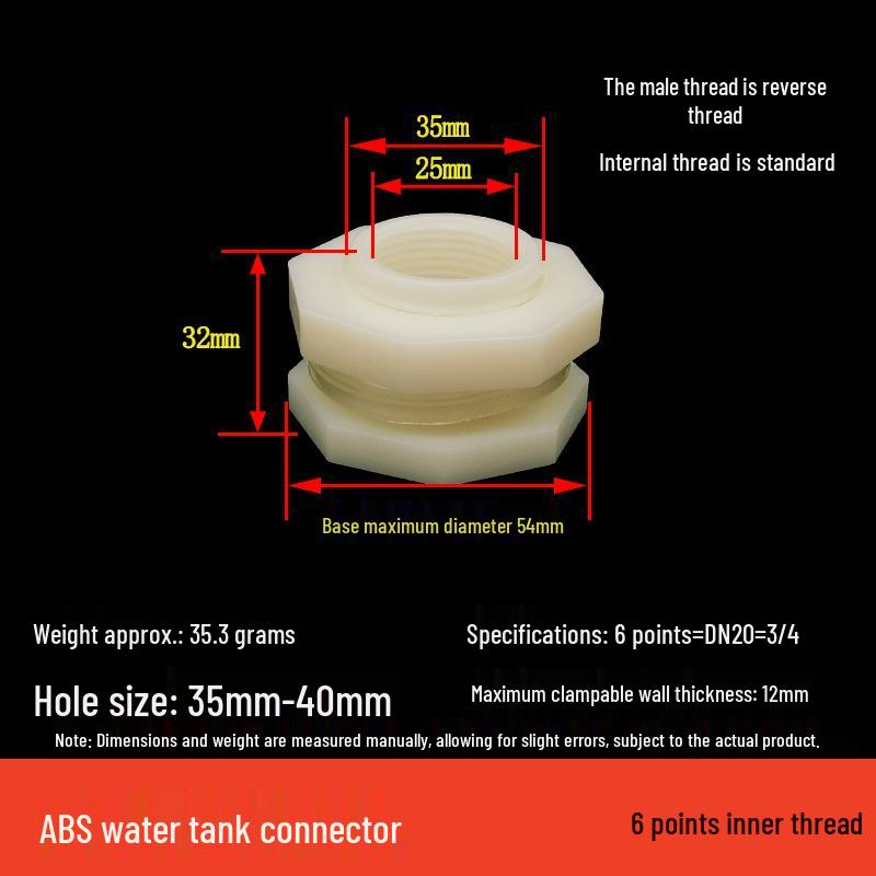 POM Anti-Corrosion Plastic Steel Connector with Internal and External Threads for Water Pipes and Tanks