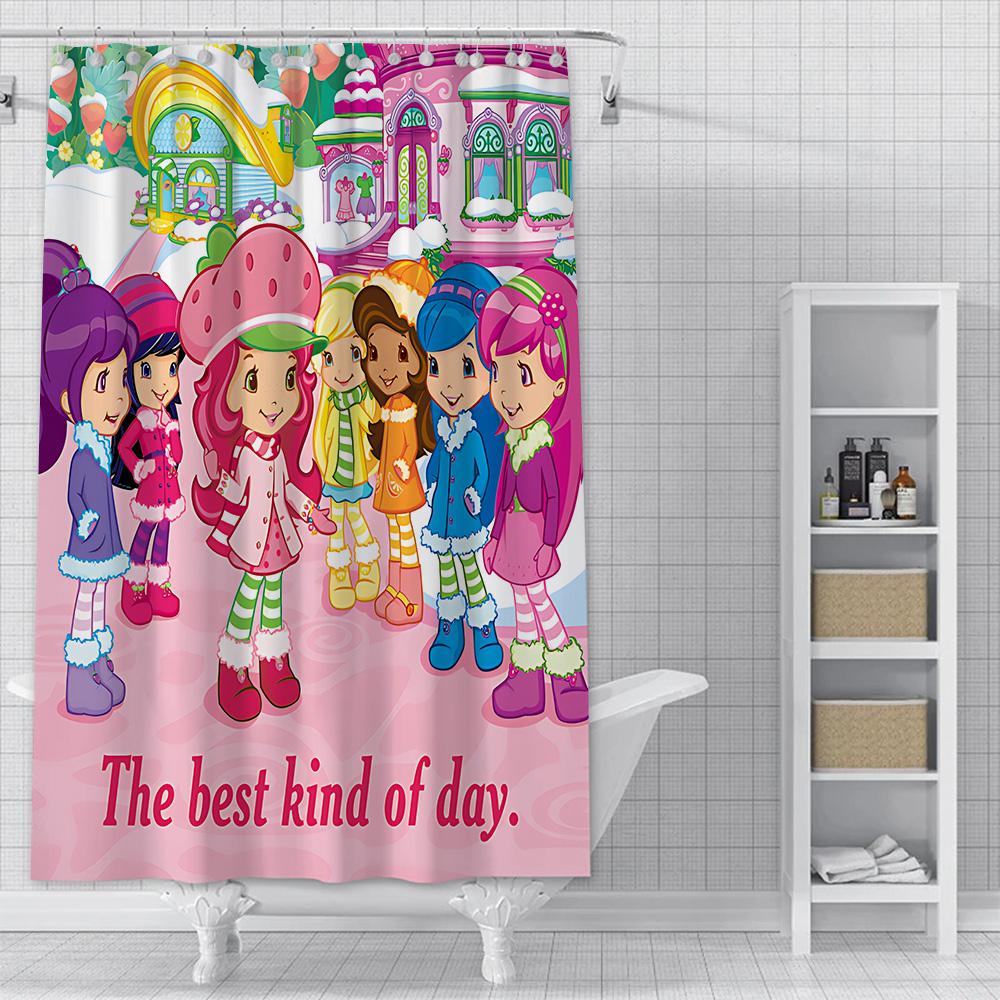 S-Strawberry Shortcake Exquisite Shower Curtain Waterproof Polyester Fabric Paint Bath Curtains Home Bathroom Decor Curtain