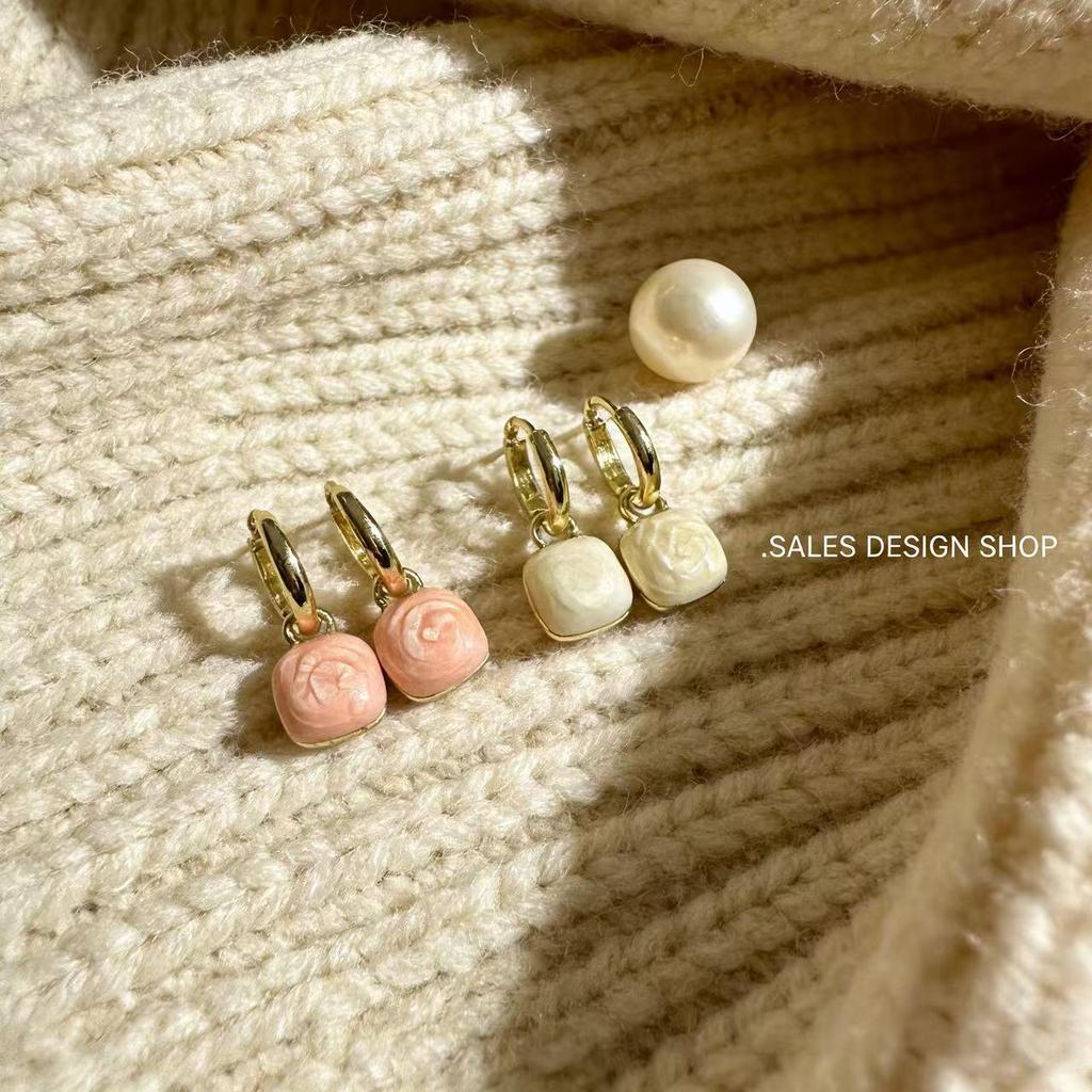 Spring French Retro Double-Sided Enamel Earrings - Versatile, Simple, and Stylish