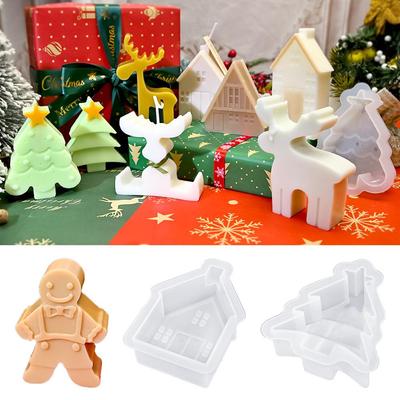 Gesso e Stampo in Silicone per Aromaterapia Natalizia Fai da Te: Cervo, Ornamenti Omino di Pan di Zenzero, Fondente, Stampo per Candele e Torte