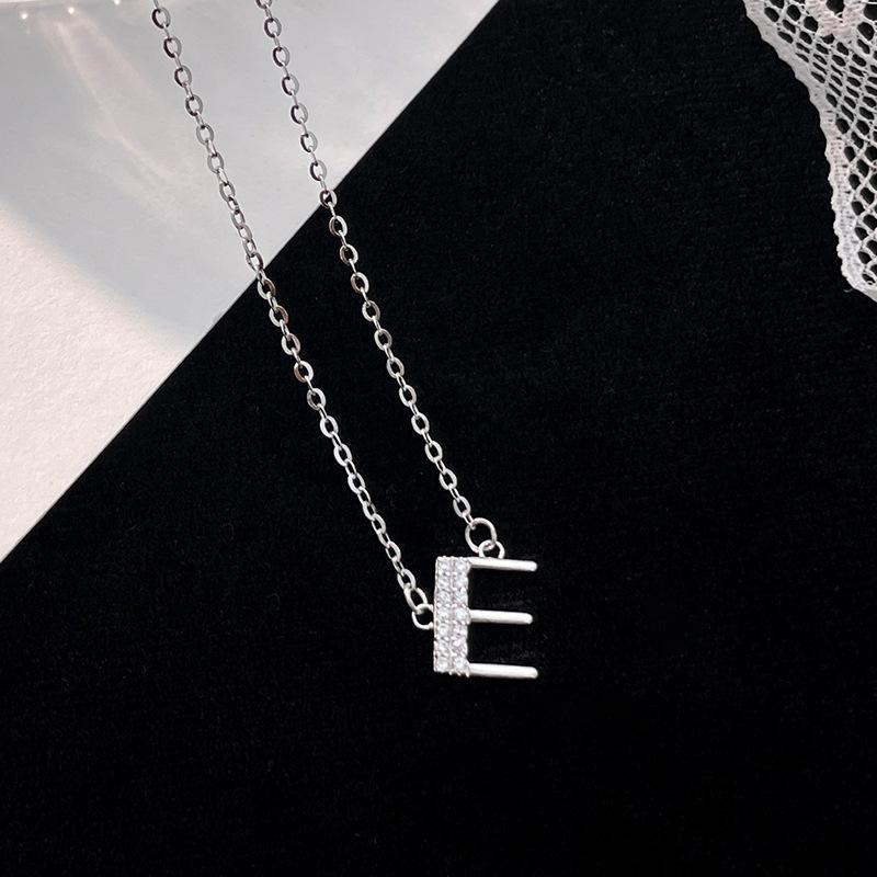 Banyan Tree S925 Silver Alphabet Necklace: Women's Summer Diamond Pendant with 26 English Letters Elegantly Designed.