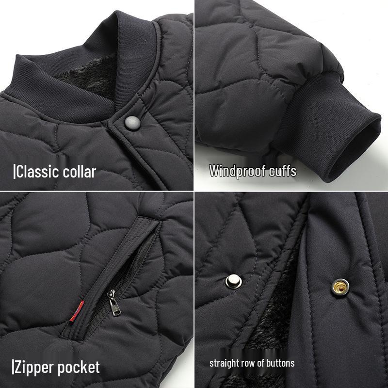 Grandpa's Warm Cotton-Padded Winter Coat - Fleece-Lined Jacket for Middle-Aged & Elderly Men
