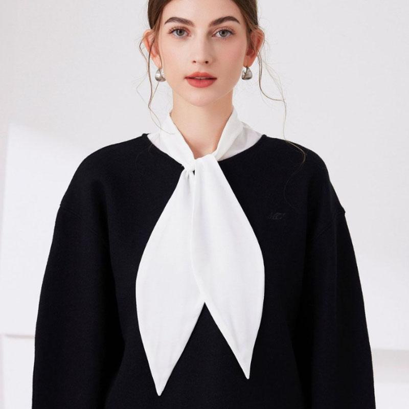 New Front Tie Fake Collar Shirt Women White Black Lace Collars Detachable For Women Blouse Lapel Shirt False Collar Woman