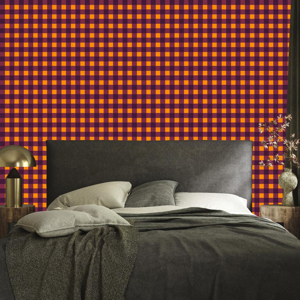 Halloween Plaid Wallpaper Pink and Gold for Living Room and Bedroom 50x1000