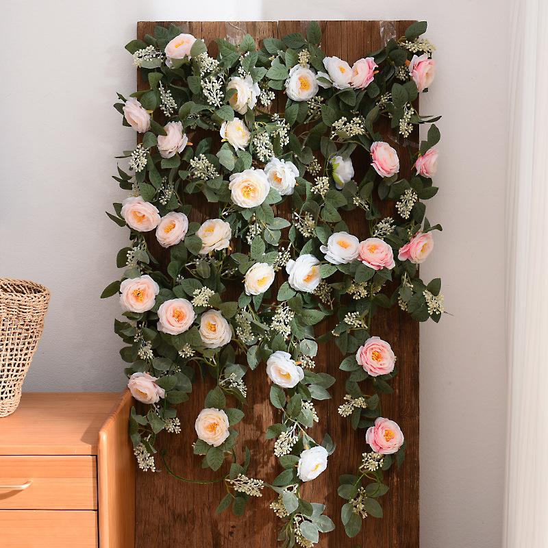 2m Artificial Flowers Rose Ivy Vine Wedding Decoration Real Touch Silk Flower String Home Hanging Garland Party Wedding Decor