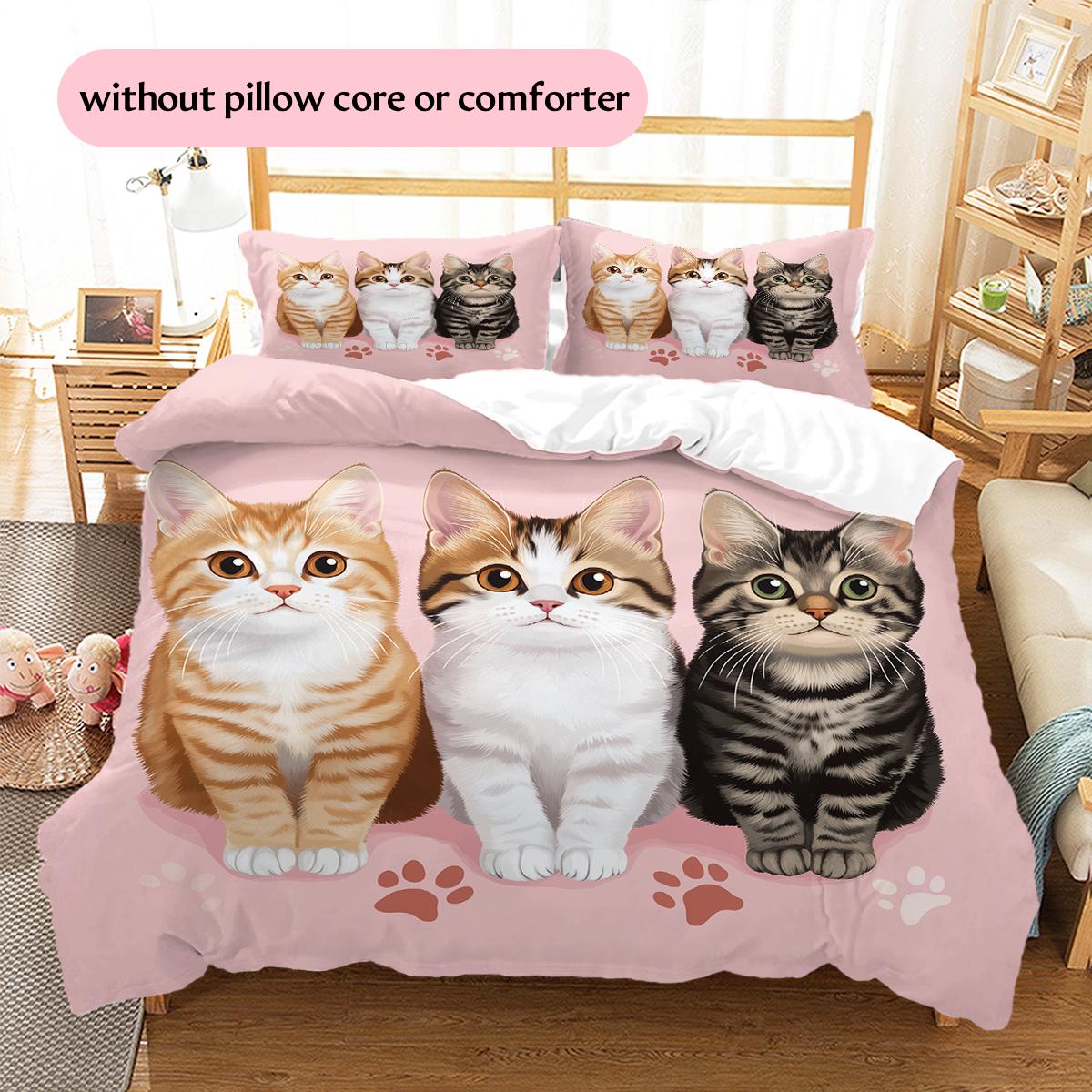 

Pink American Shorthair cat Pattern Bedding Home Decoration Birthday Gift (1 * duvet cover + 2 * pillowcase, without core) 135x200cm