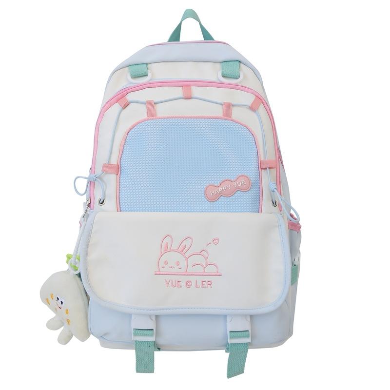 Schoolbag Japanese Macaron Backpack 1011 New School Bag Contrast Color Primary, Junior, High and Middle School Students Large Capacity Backpack